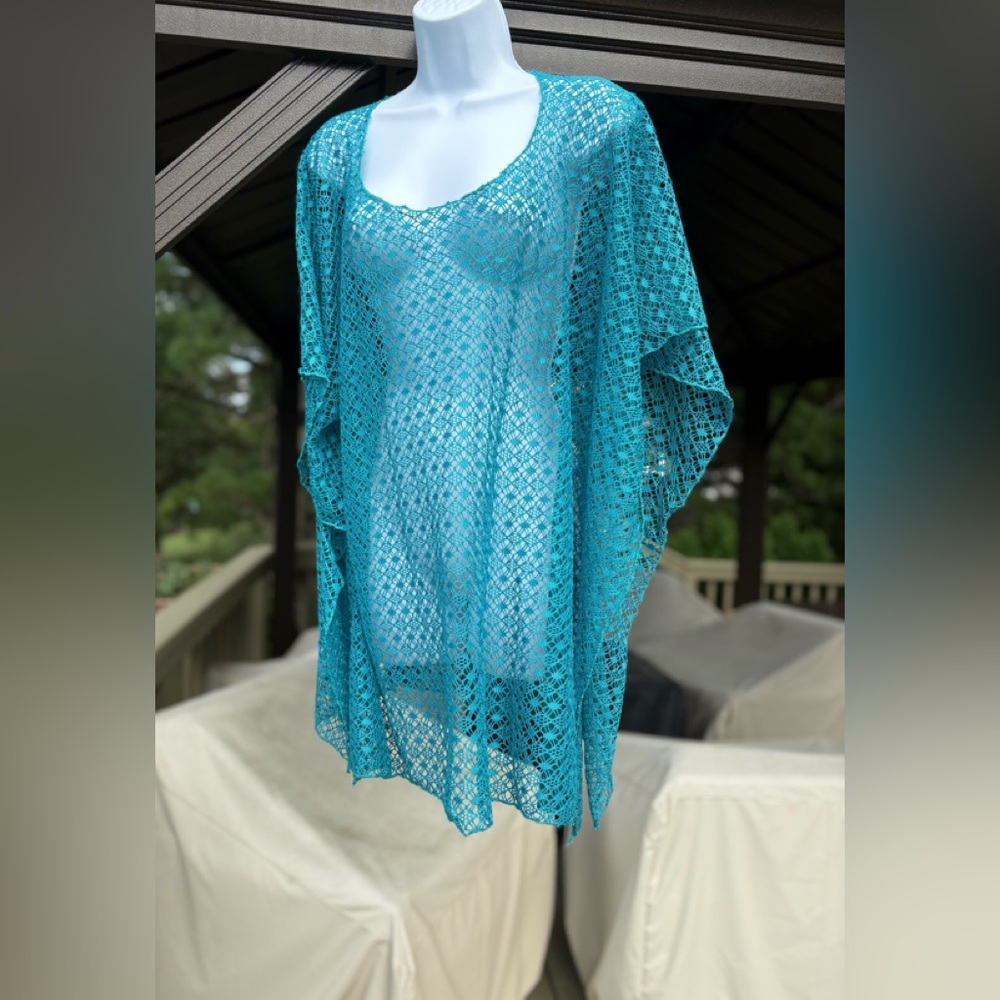 NWOT Turquoise Crochet Cover-Up, Size: OS